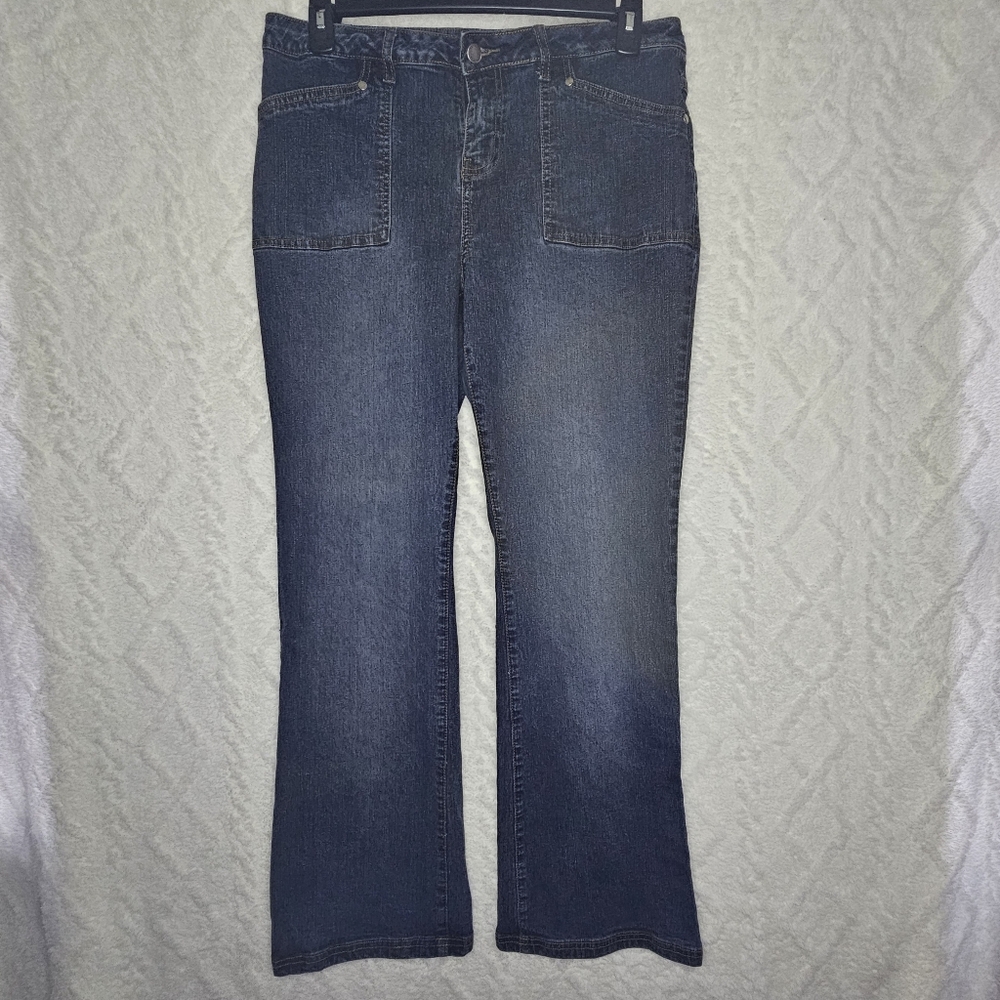 Zana Di * ZD Jeans * Womens Size 16 *Dark Wash *Denim *Distressed *Wide Leg *Y2K